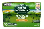 Green Mountain Breakfast Blend Light Roast Coffee Keurig K Cup Cups 10 ct 3.1 oz