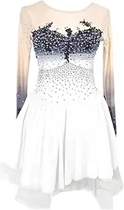 [Zagitova] Ice Figure Skating Dress for Girls Patchwork Open Back Women Competition Dance Outfits with Shiny Rhinestone