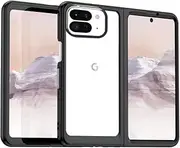 [LIUKM] for Google Pixel Fold 2/Pixel 9 Pro Fold Case, for Google Pixel Fold 2/Pixel 9 Pro Fold Mobile Phone Case Clear, Premium Thin Transparent Hard PC with Non-Slip Grip Protective Case-Black