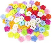 200pcs Resin Flower Shaped Buttons 15mm Colorful 2 Holes for Skirts, Gloves, Sweaters, Shirts, Hats, Scarves, Headbands and Other DIY Craft Projects