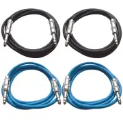 4 Pack of 1/4" TRS Patch Cables 6 Feet Balanced Jumper Cords - Various Colors
