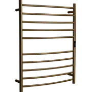 Hotwire 130W 900 x 700mm Gold 10 Bar Curved Round Heated Towel Rail with Timer