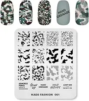 Alexnailart Nail Art Stamping Plates Image Template Camouflage Pattern Cow Texture Graphics Alphabet Pattern Design Stamper Nail Art DIY Print Manicure Nail Art Stencil Tools