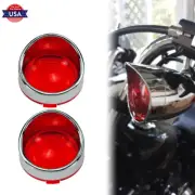 2X Visor Chrome Ring Turn Signal Red Lens Cover Fit For Sportster Dyna Softail