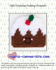 Christmas Pudding Ornament- Plastic Canvas Pattern or Kit