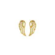 Real 14K Yellow Gold Wing Stud Earrings with Screw Back Girls Womens