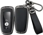 ontto Alloy Leather Key Fob Cover Fit for Ford Maverick Focus Edge Explorer Expedition Everest Fusion Mondeo Mustang 2/3/4/5 buttons Smart Key Shell case keyring Key holder bag keychain accessories