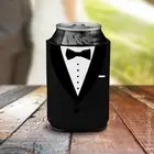 Tuxedo Beer Bottle Can Holder Tux Wedding Koozie Groom Bestman Koozy Cooler Cozy