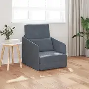 Dark Grey Velvet Floor Sofa Bed, 2-in-1 Folding Lounge Sleeper, Adjustable Futon Couch for Small Rooms