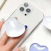 Kawaii White Heart Expanding Kickstand Phone Grip, Cute 3D Collapsible Phone Mount Holder Stand,Gift for Girls Women, Finger Snap Pop Grip Compatible with iPhone iPad Tablet Kindle and Android Phone