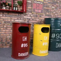 在飛比找樂天市場購物網優惠-免運 美式金屬復古做舊工業風鐵桶垃圾桶擺件油桶裝飾品鐵藝造型