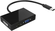 Dual Video Graphics Card Adapter With 1080P DVI VGA Outputs For USB 3.0 Windows