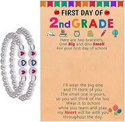 [Generic] Kindergarten First Day Bracelet, First Day of School Bracelet - Great Pearl Charm Bracelet | Mom and Me Jewelry Charm Bracelet with Card for Christmas