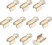 uxcell 400Pcs Fold Over Cord Ends, 3x6mm Terminators Crimp Cap Clasp Tips for Leather Ribbon DIY Craft Making, Light Golden