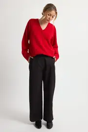 Almina Concept Wool V Neck Sweater in Red at Nordstrom, Size Small