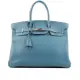 二手商品_HERMES Birkin 35cm 銀釦牛皮手提包(藍色)