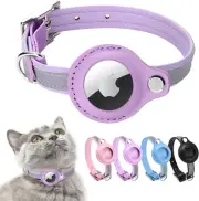 Airtag Cat Collar, Leather Airtag Collar Cat, Reflective Adjustable GPS Cat Coll