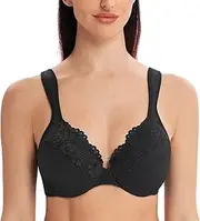 [MELENECA] Women's Comfort Straps Full Coverage Minimizer Plus Size Lace Underwire Bra
