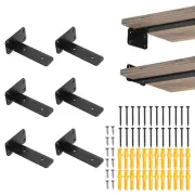 6 Pcs Shelf Brackets, 5" Long 3/16" Thick Brackets with 100 Lbs, Matte Black