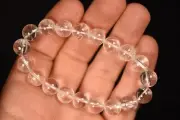 *CLEAR QUARTZ* Bracelet 26.8g Round Polished Beads Elastic Healing Master Healer