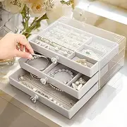 coobest Acrylic Jewelry Box, 3 Drawer Jewelry Holder Organizer, Jewelry Boxes & Organizers with Velvet Earring Organizer, Jewelry Boxes for Women, Clear Jewelry Organizer Box for Jewelry Storage