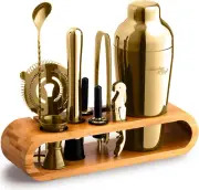 Bartender Kit: 10-Piece Bar Tool Set with Bamboo Stand | Perfect Home Bartending