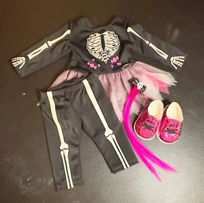American Girl You Glow Girl Skeleton Costume Glows in Dark New w/o box