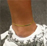 2.5MM Solid 925 Sterling Silver Italian Gold Herringbone Anklet Chain 9" or 10"