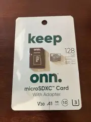 Onn. MicroSDXC Card 128GB w/ Adapter