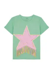 Stella Mccartney Kids Star-print Fringed Cotton T-shirt - Green - 10YR (10 Years) 10YR (10 years)