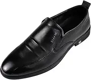 [Generic] Top Layer Cow Leather Men's Shoes Four Seasons Style Business Work Shoes Genuine Leather Loafers Casual Rubber Outsole(8 US)