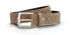 Mens belt criss-cross stitching on vegan nubuck square buckle adjustable fashion