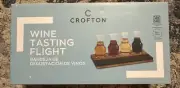 Wine Tasting Flight Set Of 4 Decanter Glasses On Wood board With Chalk Slate New