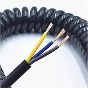 Spring Spiral Cable,Telescopic Wire 3 Core Spring Wire, Spiral Electric Cable, Black Power Cord Extensible Wire, 0.5 Square 2.5 m 5 m 7.5 m,3 Core 20awg(Line Length 7.5m)