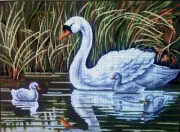 Needlepoint tapestry painted canvas 40.136 - Swans (16"x20") GobelinL