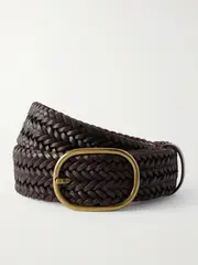 [Dragon Diffusion] Dragon Diffusion - Woven Leather Belt - Dark brown - 90 90 Brown