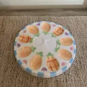 EASTER EGG DEVILED SERVING PLATE Round 9” Colorful Pastels Holds 9 Eggs