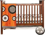 One Grace Place Teyo's Tires 3 Piece Toddler Bedding Infant Set, BlackWhiteGreyOrange