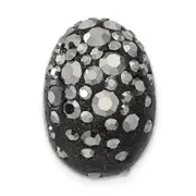 Sterling Silver Rhodium Black Clay & Preciosa Crystal Chain Slide Pendant