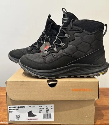 Merrell Antora 3 Thermo Mid Zip Waterproof Boots - Black - Women’s 8 NEW