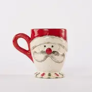 Mud Pie, Santa, Farmhouse Christmas Pedestal Mug, 16 oz