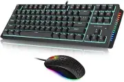 Mechanical Gaming Keyboard and Mouse Combo, E-YOOSO 87 Keys Hot Swap Pluggable B