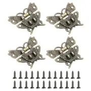4 Pcs Hasp Latch, 51 x 60mm Butterfly Decorative Retro Box Toggle Latch, Bronze