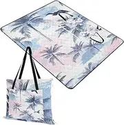 Outdoor Mat Cute Outdoor Party Outside Blankets for Grass for Baby Picnic Items Tropical Coconut Tree Watercolor 60x80in