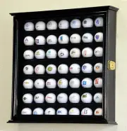Golf Ball Display Case 49 Pcs Black PGA Clubhouse Wall Cabinet Rack Lock Holder