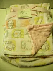 Baby Blanket By Mary Jane & Buster, Jungle Theme, Girl, Pink & White, 28" x 36"