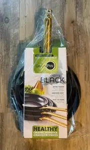 GreenPan Reserve 3 PC Frypan Set, 8" 9.5" and 11", Matte Black