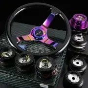 NRG 130H HUB+BLACK+NEO CHROME GEN2.8 QUICK RELEASE+3"DEEP WOOD STEERING WHEEL