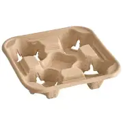 4 Cup Drink Cup Carrier, Cup Holder, Cup Carry Tray Biodegradable Pulp 75 Count