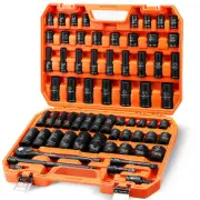 66Pc 1/2" Drive Impact Socket Set Ratchet Wrench Metric SAE Deep Short Sockets